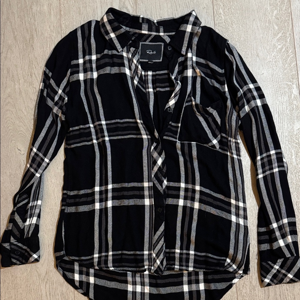 Rails Black and White Checkered Button-Down Shirt